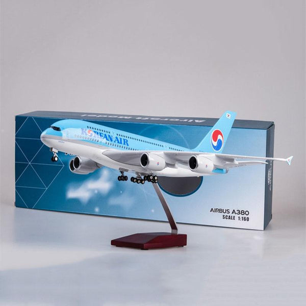 1/160 Korean Air Airliner Toys Passanger Plane Model Airplane A380 W LED Light 