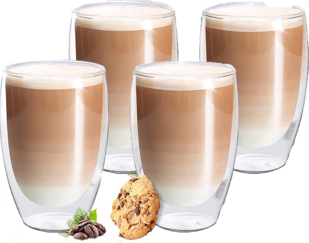 nieuwigheid team dividend Dubbelwandige Glazen 450ml - Koffieglazen - Theeglas - Cappuccino Glazen -  Latte Macchiato Glazen