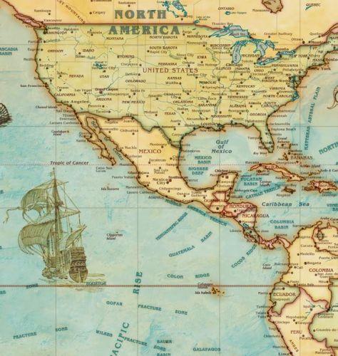 Antiqued World Wall Map By Compart Maps Texas Map Store 9109