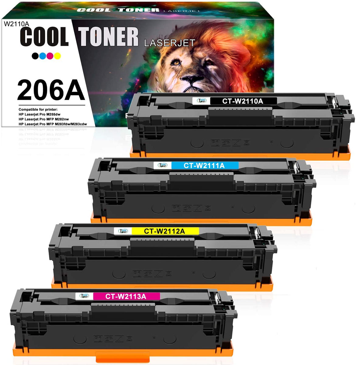 Compatible Toner Cartridge Replacement for 206A W2110A 2110 206 A (KCM
