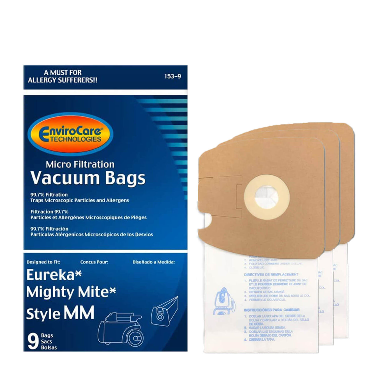 Replaces Part # 60295 Details about   Eureka MM Vacuum Bags For Mighty Mite Vacuums 9-Pack 