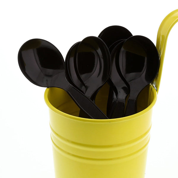S4308B - Medium Heavy Black Polystyrene Soup Spoons Sample, for Customer Service Use Only