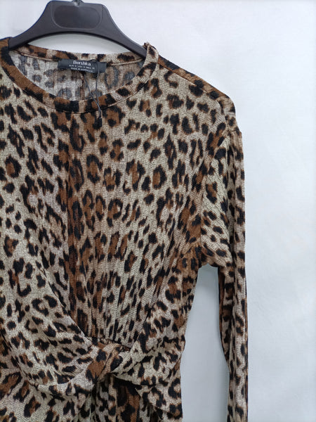 BERSHKA. Vestido midi animal print T.s Hibuy market