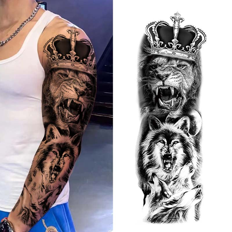 Lion Wolf Temporary Sleeve Tattoos – neartattoos