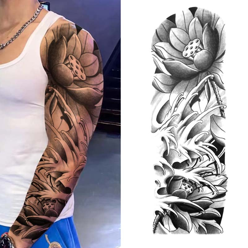 Lotus Flower Temporary Sleeve Tattoos – neartattoos