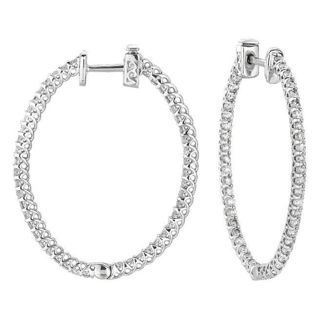 diamond oval hoop earrings