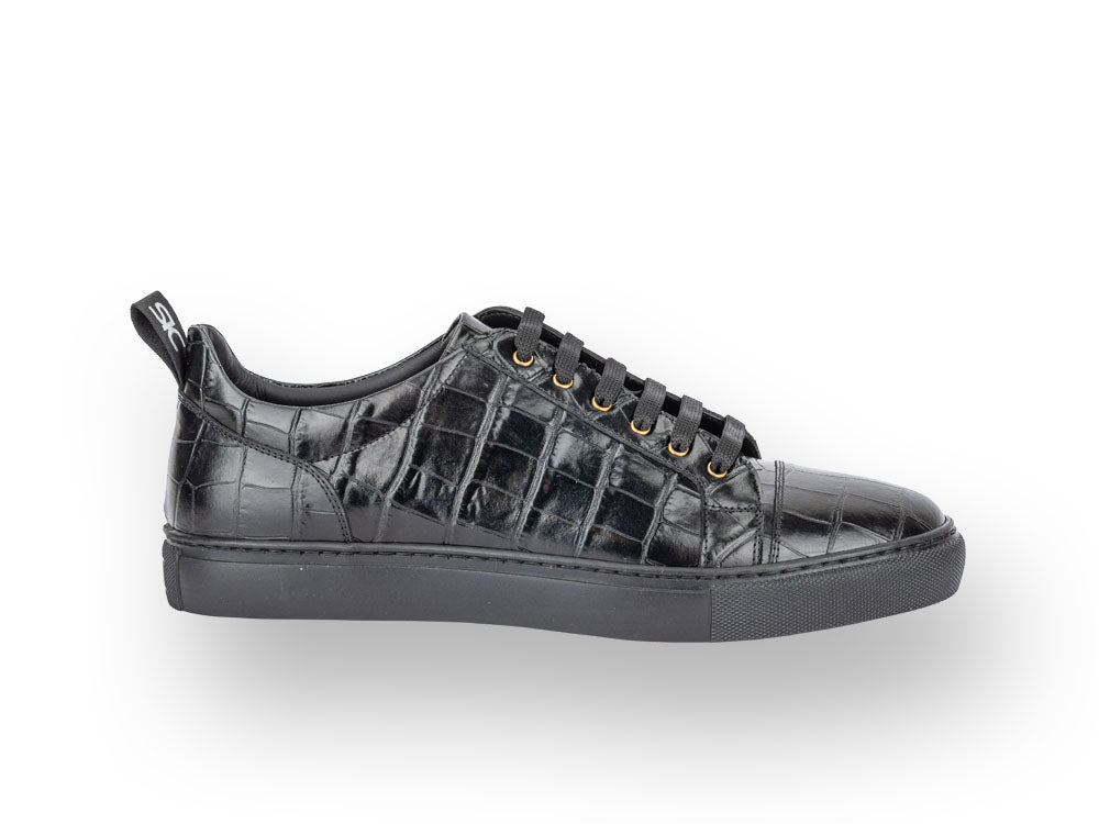 GentWith Empire Navy Blue Crocodile Pattern Sneakers