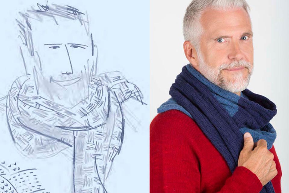 James Cox Knits Sweater Sketch and Photo