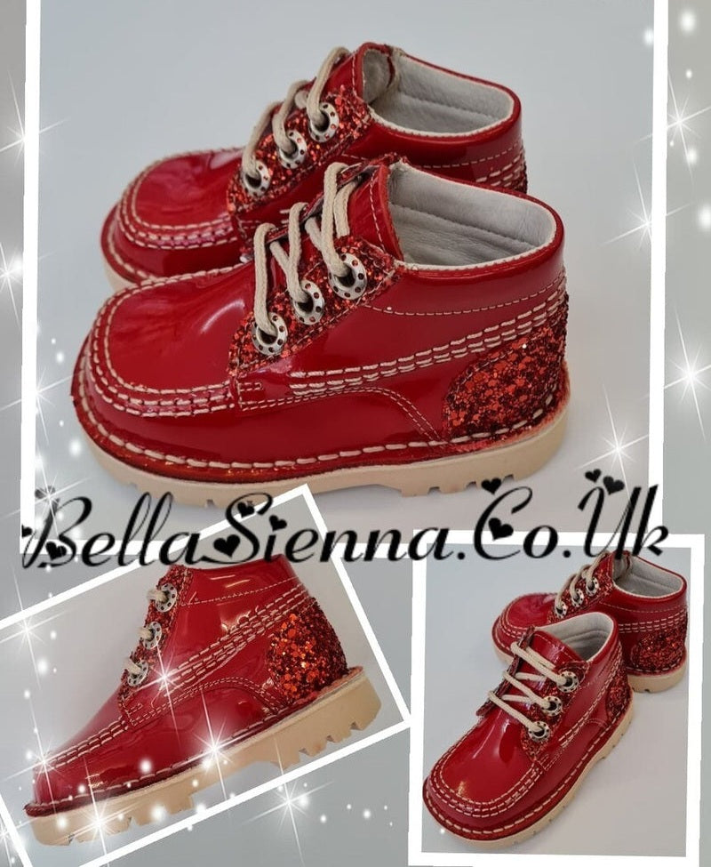 Pretty Originals Patent / Glitter Kickers Style Boots Sienna