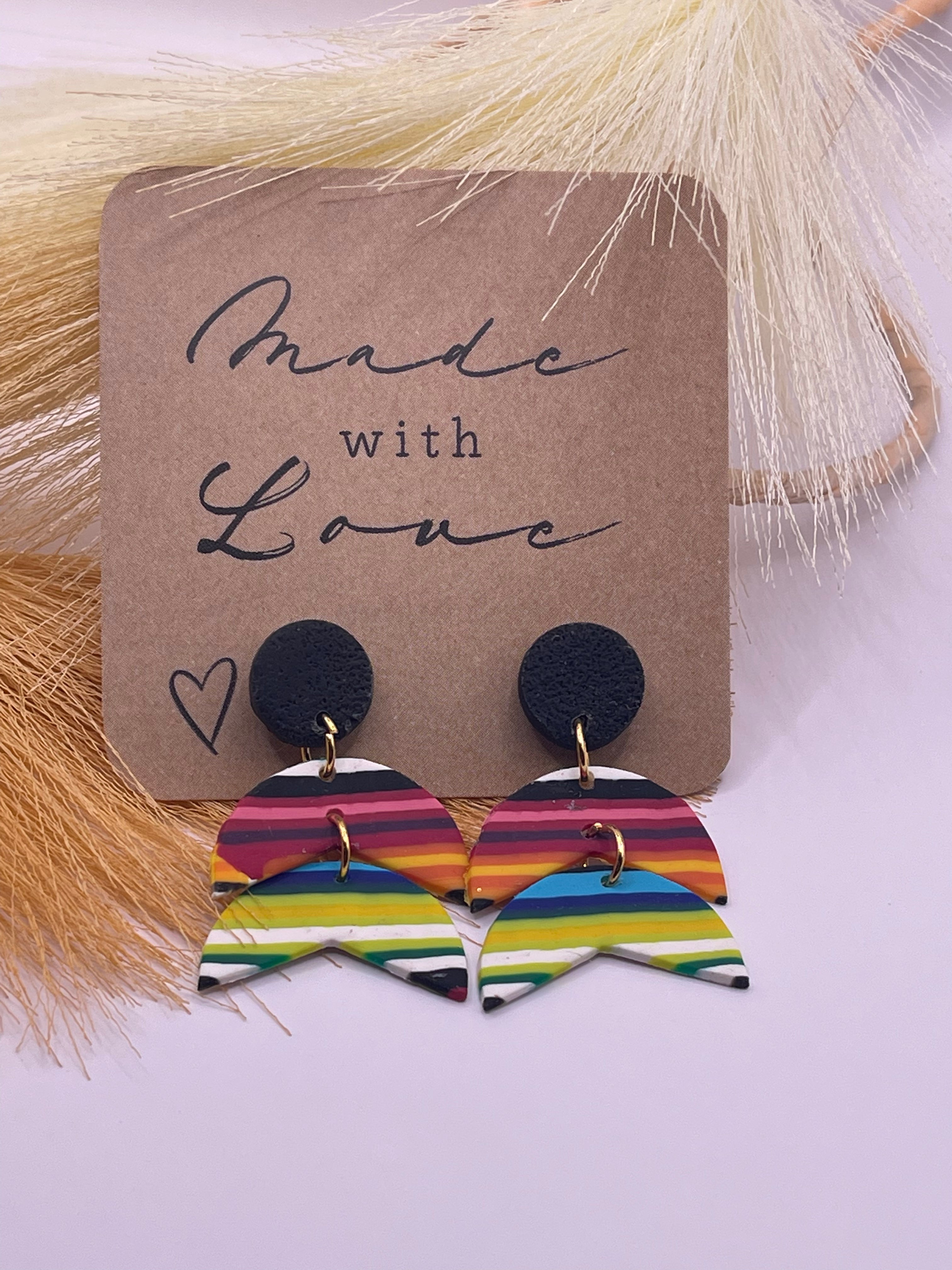 Serape Half Moon Earrings