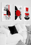 red and black living room decor