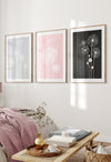 set of 3 pink and grey bedroom decor