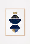 blue gold and white geometric wall art