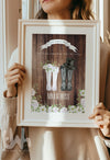wedding print for couple with welly booy design in white frame