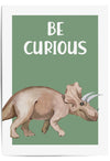 Be Curious Green Dinosaur Print