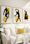 set of 3 mustard and black prints