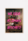 we ride at dawn altered art print in pink