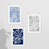 blue and grey leaf prints