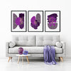 Set of 3 Purple and Gold Abstract Leopard Prints