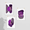 Set of 3 Purple and Gold Abstract Leopard Prints