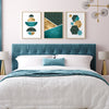 set of 3 teal and gold bedroom prints