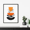 geometric wall art orange grey