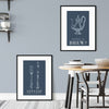 2pc blue kitchen print retro fancy a brew