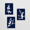 3pc cherry blossom navy blue art prints