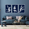 3pc blue living room cherry blossom prints
