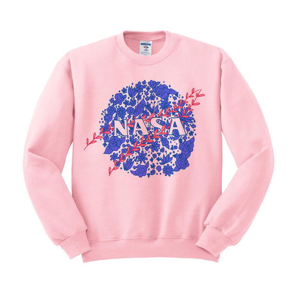 pink and blue nasa sweatshirt