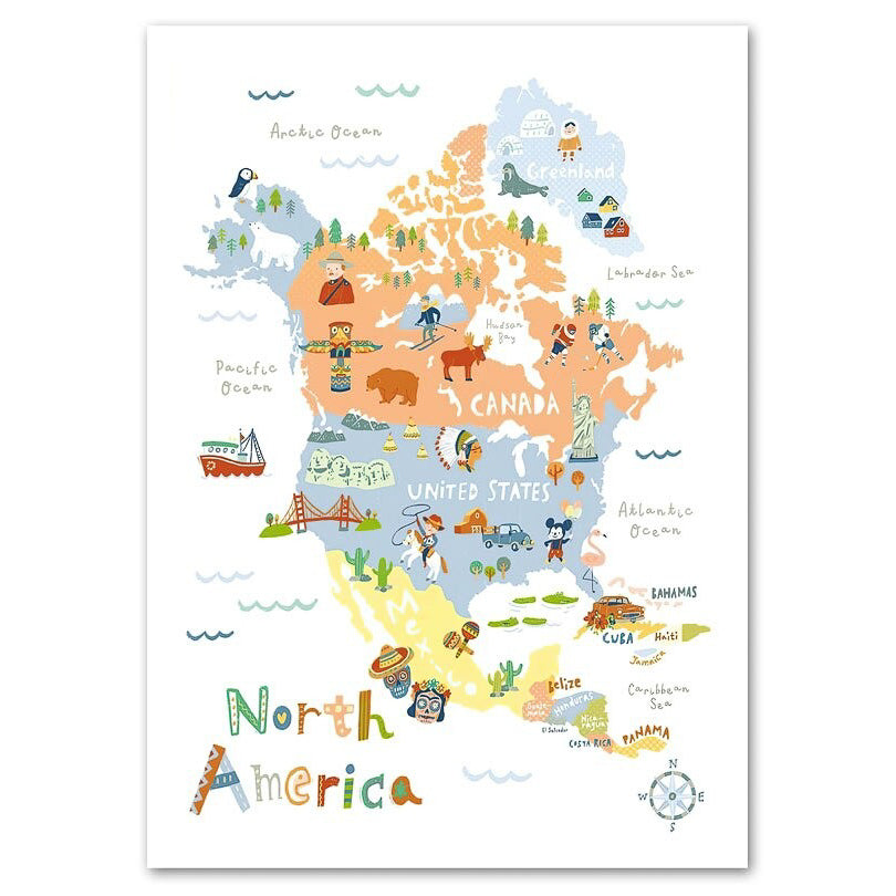 Cartoon Map of North America – PFH Decor