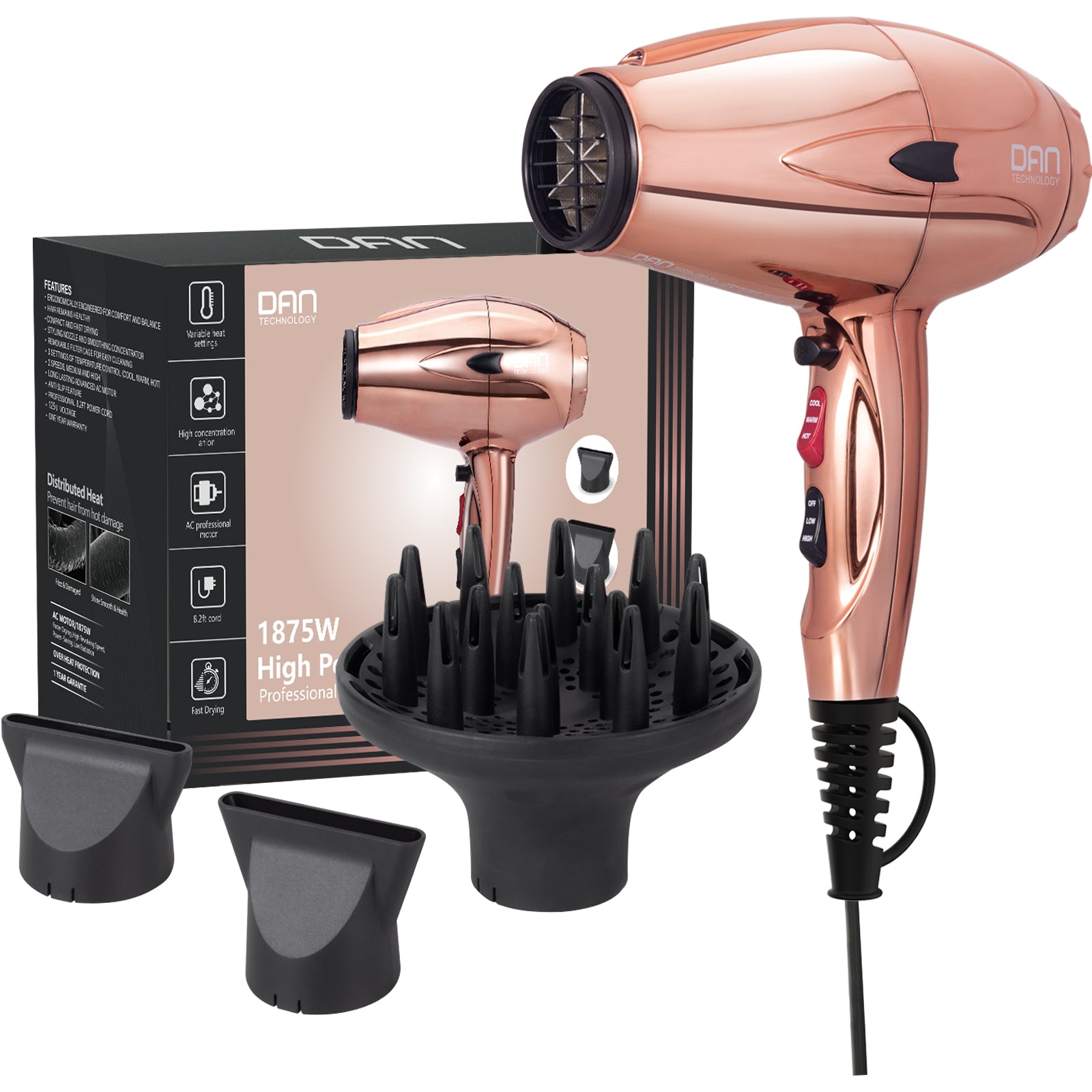 1875w professional tourmaline hair dryer