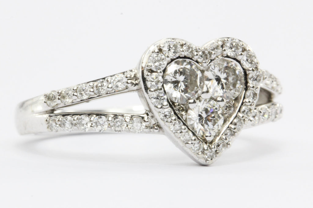 14K White Gold 1/2 Carat Diamond Heart Engagement Ring — Queen May