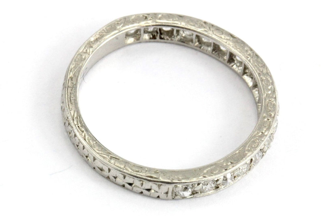 Antique Platinum & Old Mine Cut Diamond Half Eternity Band .75 TCW - Queen May
