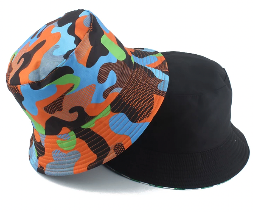 orange and blue bucket hat