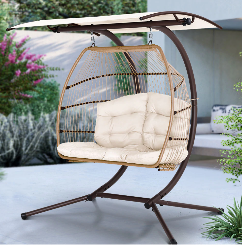 double swing chair with canopy