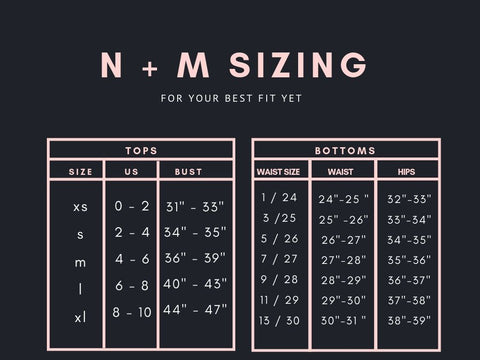 North and Main Women's Sizing Chart
