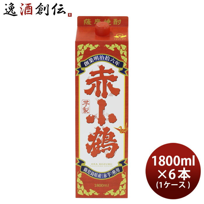 芋焼酎 赤小鶴 パック 1.8L 1800ml 6本 1ケース 25度 小正