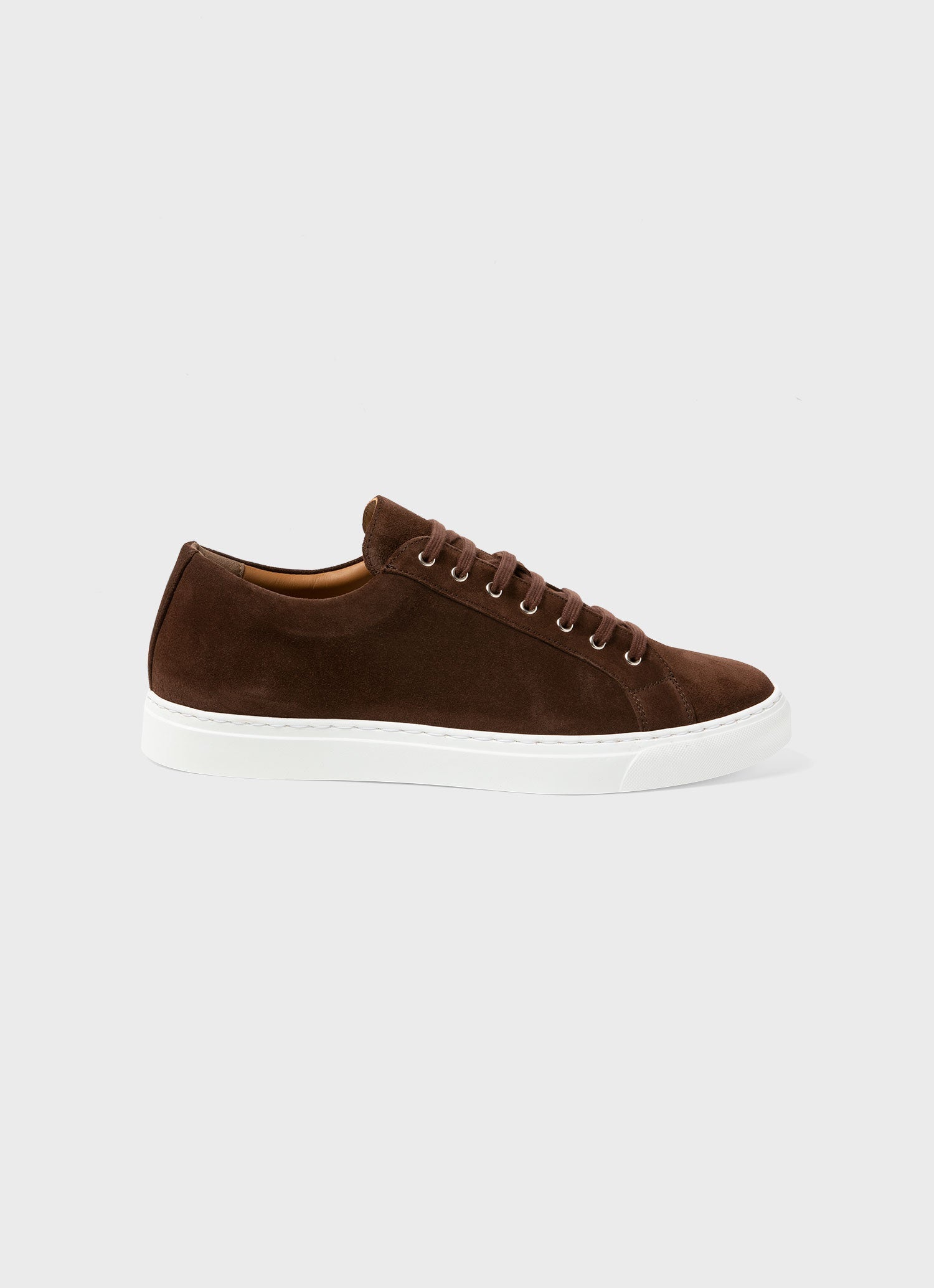 Men's Suede Tennis Shoe in Dark Walnut | Sunspel