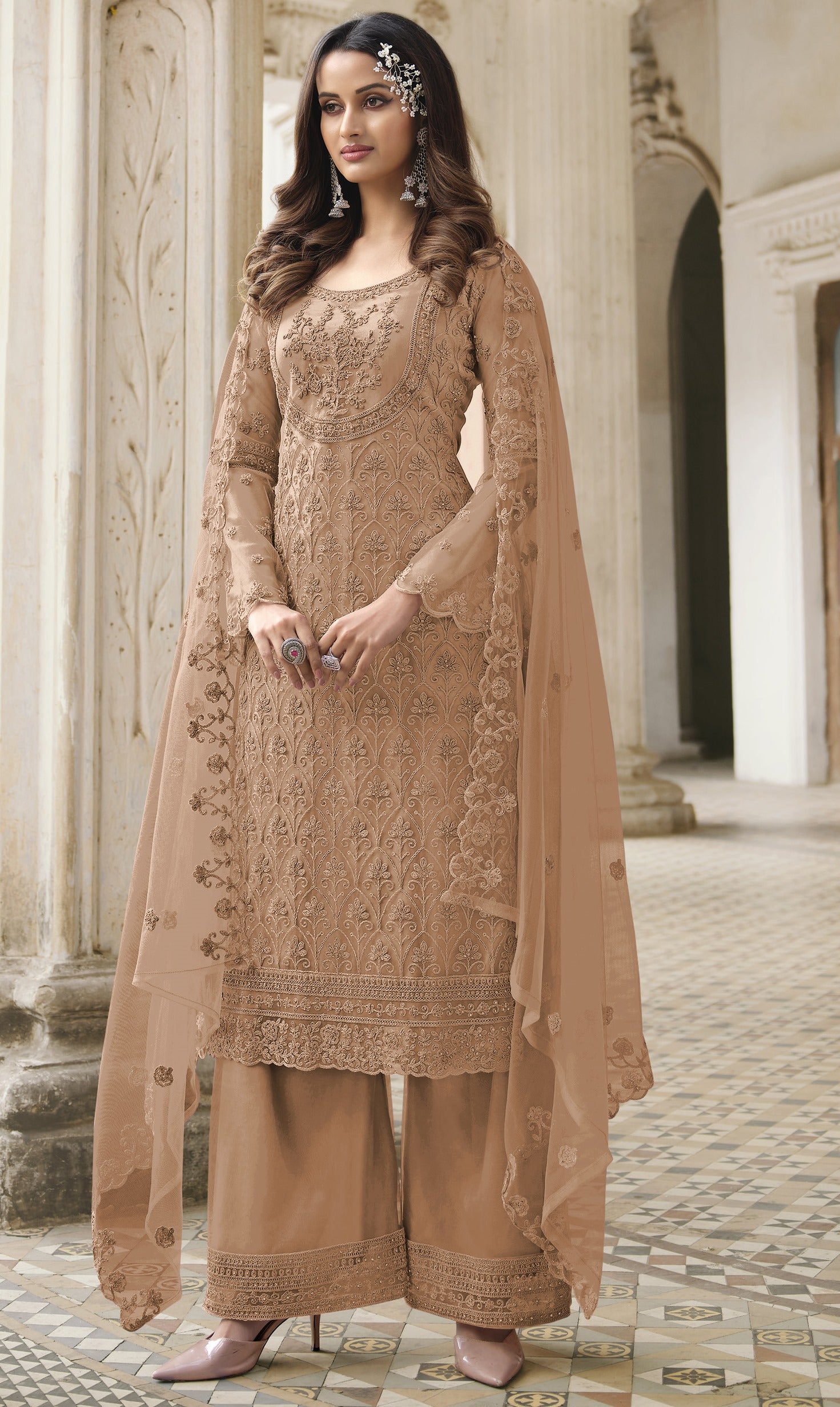 beige color salwar suit for wedding