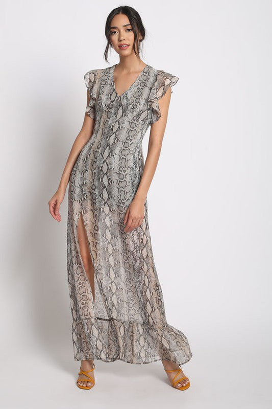 REPTILE PRINT MAXI DRESS