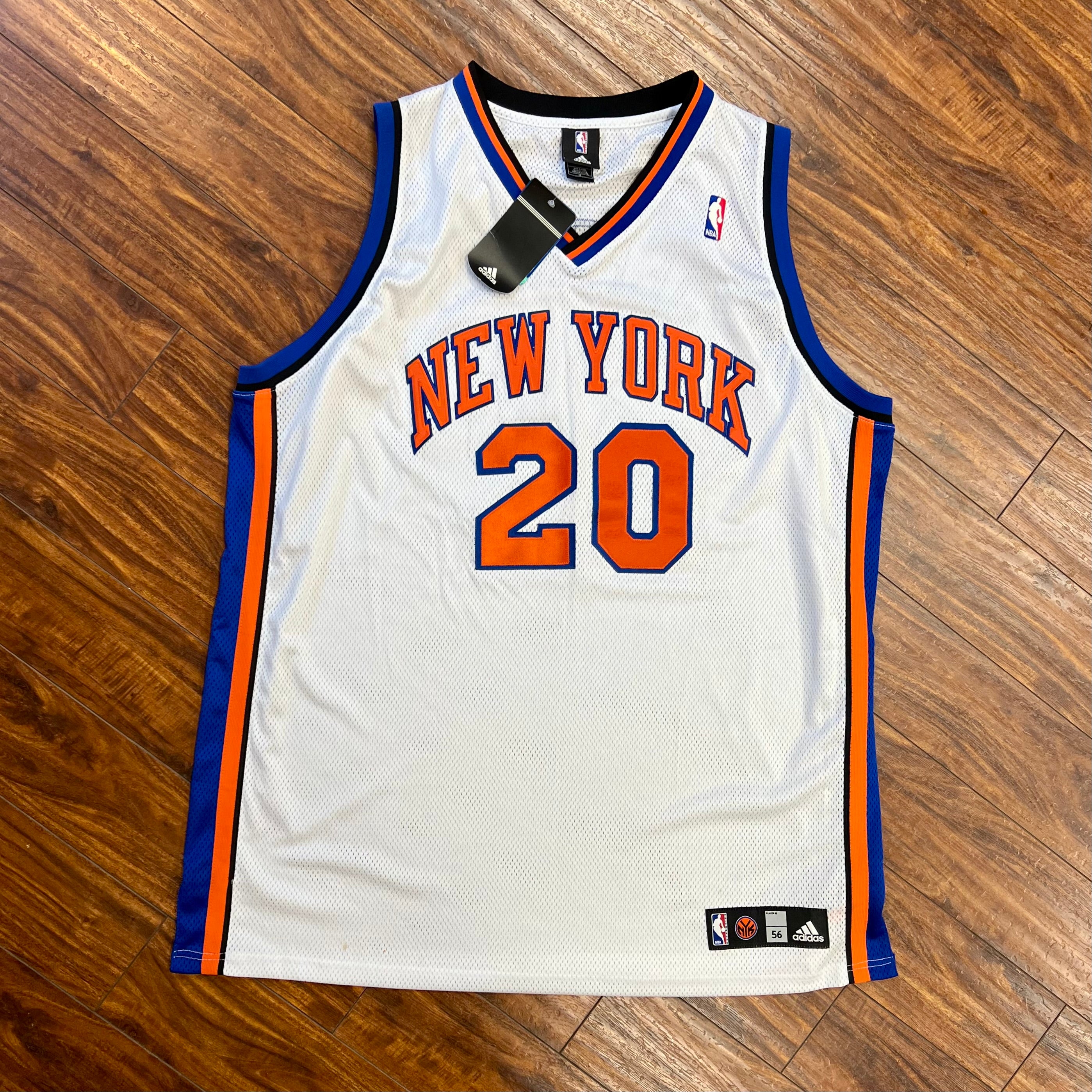 Derechos de autor corriente capa Adidas Authentic Late 00's NY Knicks Jared Jeffries Autographed Jersey