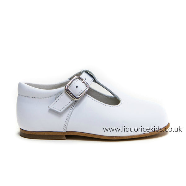 Andanines Boys White Leather T-Bar Shoes