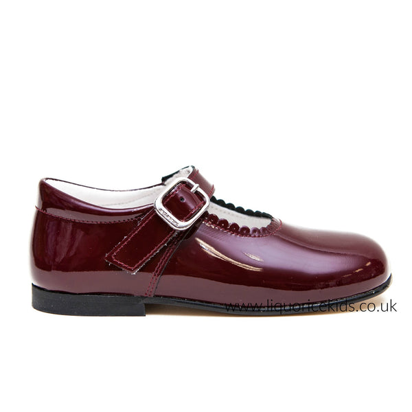 Andanines Girls Burgundy Patent Mary 