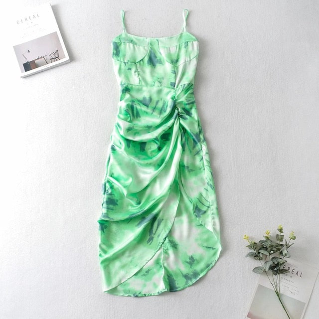 Depot Deluxe™ Vintage Yellow Tie Dye Spaghetti Dress