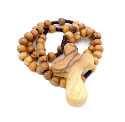 Olive wood Rosary from Bethlehem, Custom Own Name, Children Gifts, Confirmation, First Communion, Baptism for Boys, Girls. Prayer Beads Rosaries (Palm Cross without engraving)