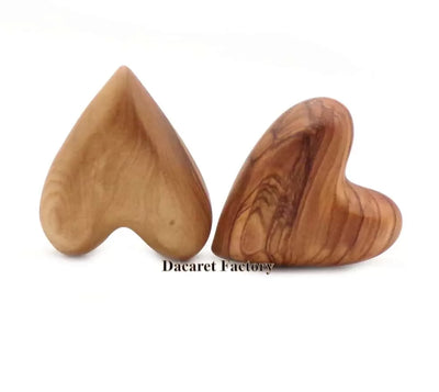 Olive Wood Heart | 2 inches Each | 3D Wooden Hearts | Smooth Finish for Hand and Pocket | Prayer Heart | Stress reliver | Worry Stone | Love You Gift | Pocket Hug