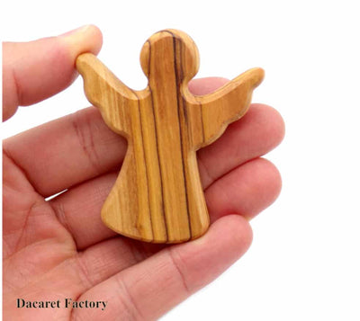 Olive Wood Guardian Angel |Handheld Prayer Angel |Palm Comfort Figurine| Stress, Worry and Anxiety| Baptismal Gift| New Born Baby, Birthday and Gender Reveal| Adult and Senior Gifts| New Favor