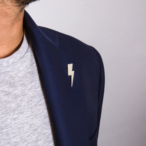 Edge Only Flat Top Lightning Bolt pin in sterling silver
