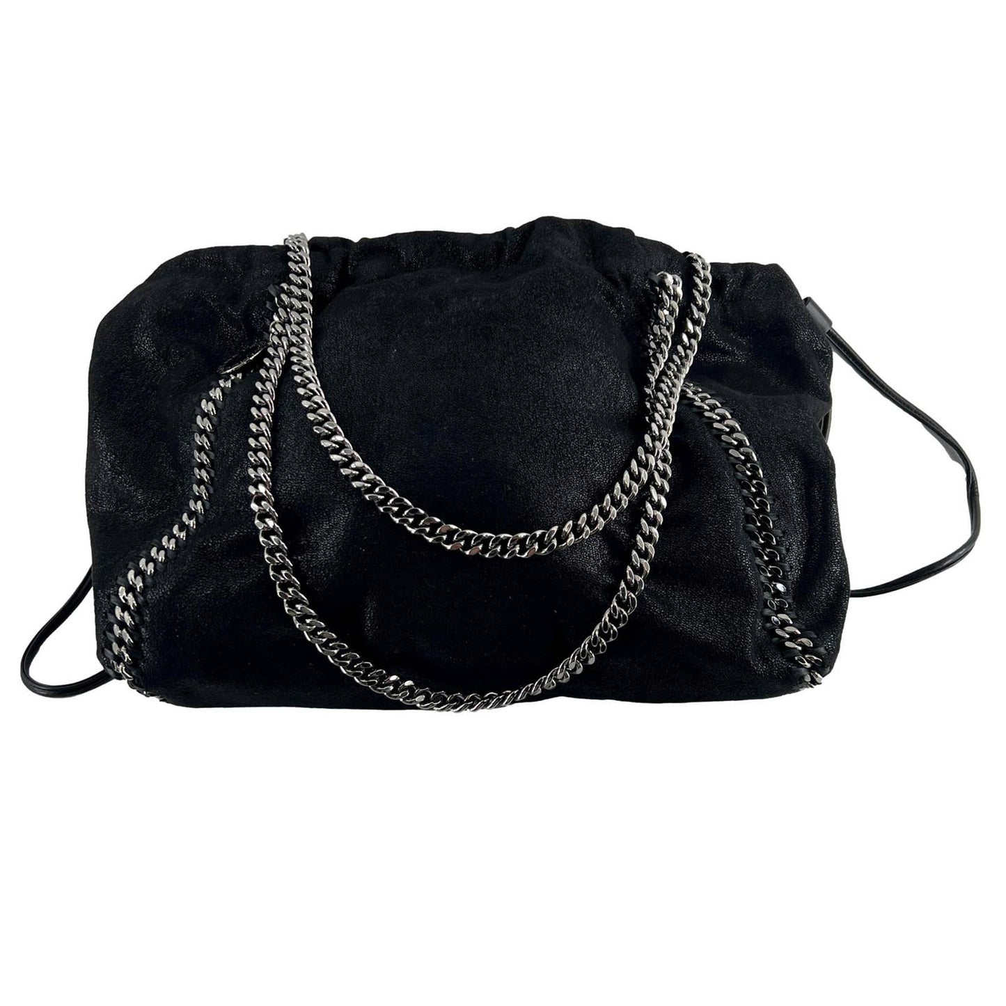 Stella McCartney Falabella Shimmery Black Vegan Suede Shoulder Bag